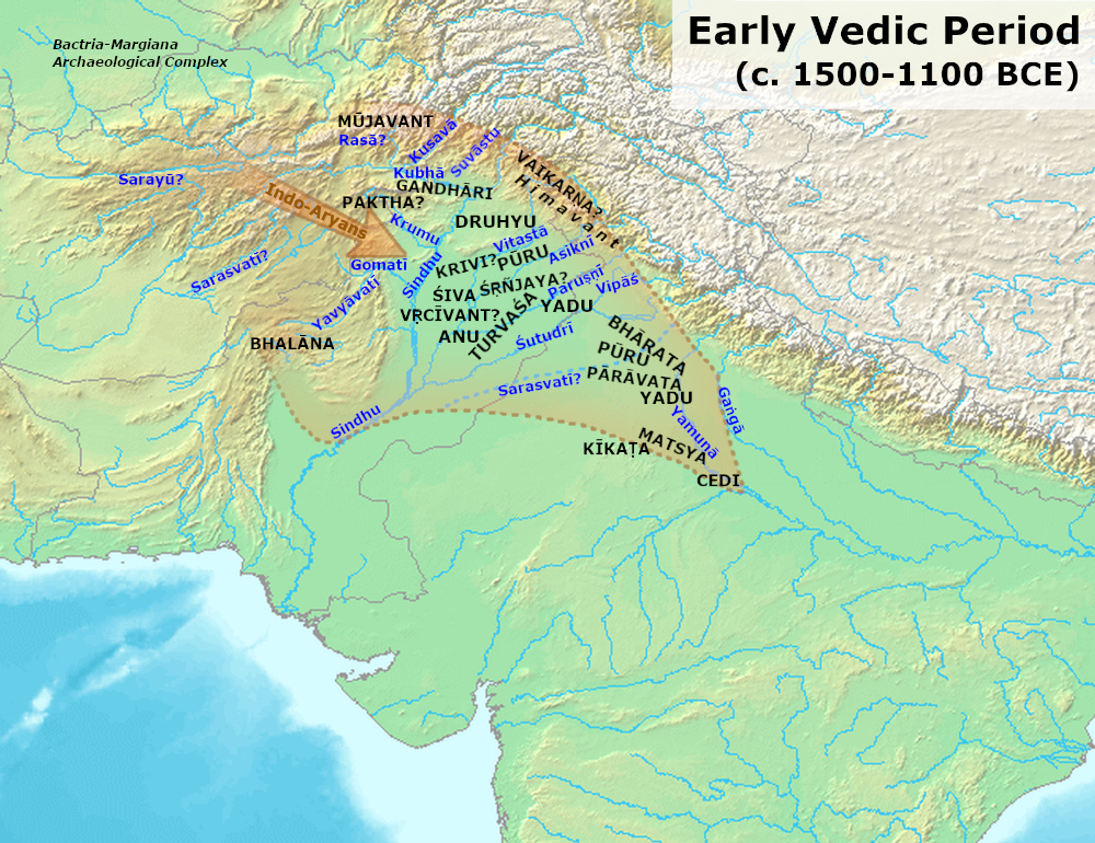 Early Vedic Period Map 1500 1000 BCE