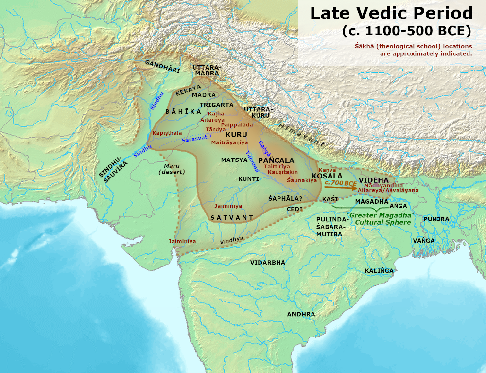 Late Vedic Period Map 1000 600 BCE