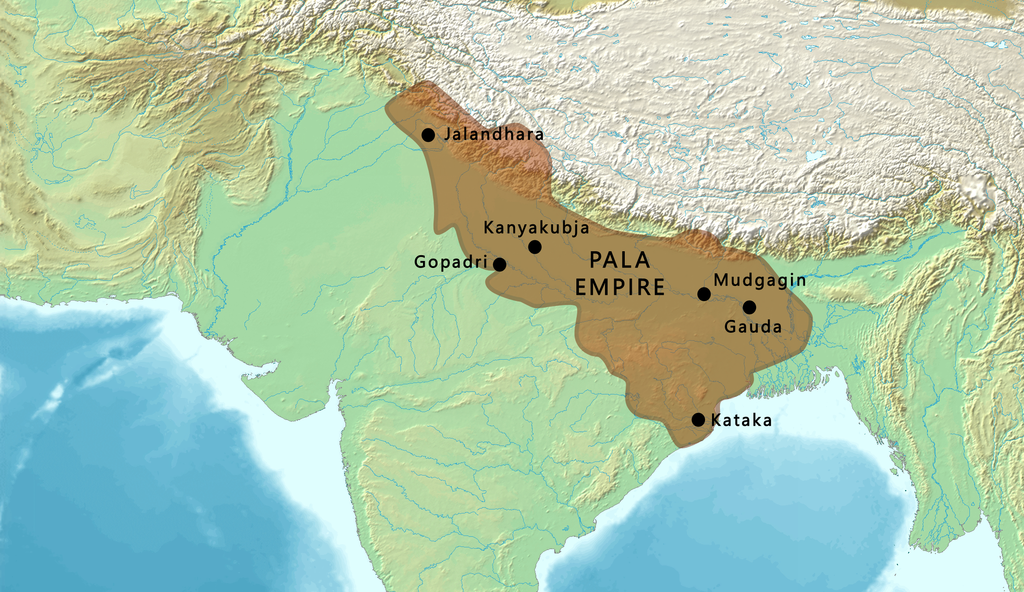 Map of the Pala Empire: generalstudies.co.in