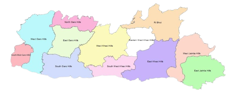 Map of Meghalaya General Studies