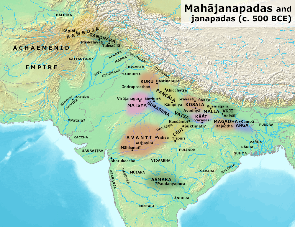 Map of Sixteen Mahajanapada