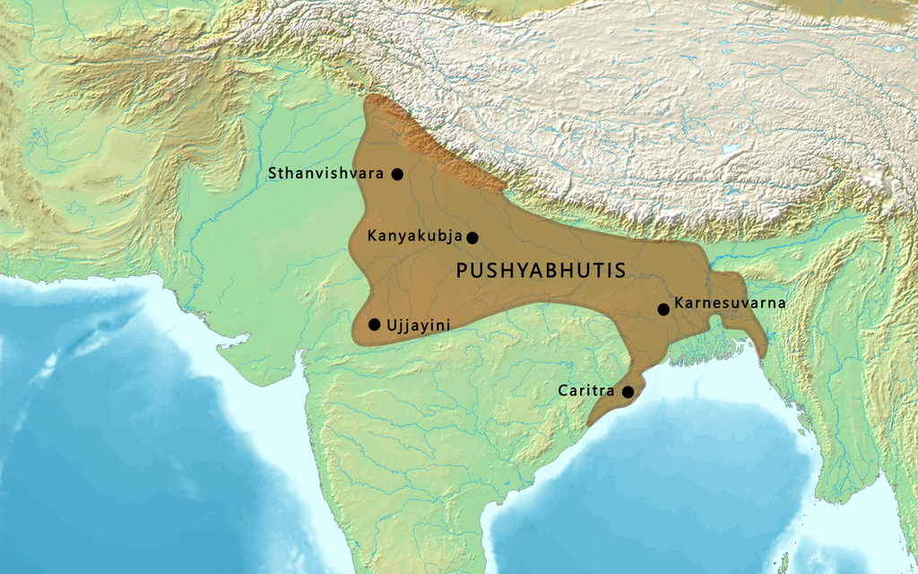 Map of the Empire of Harshavardhan